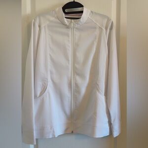 Healing Hands Women's White scrub zipper Jacket SZ XS
